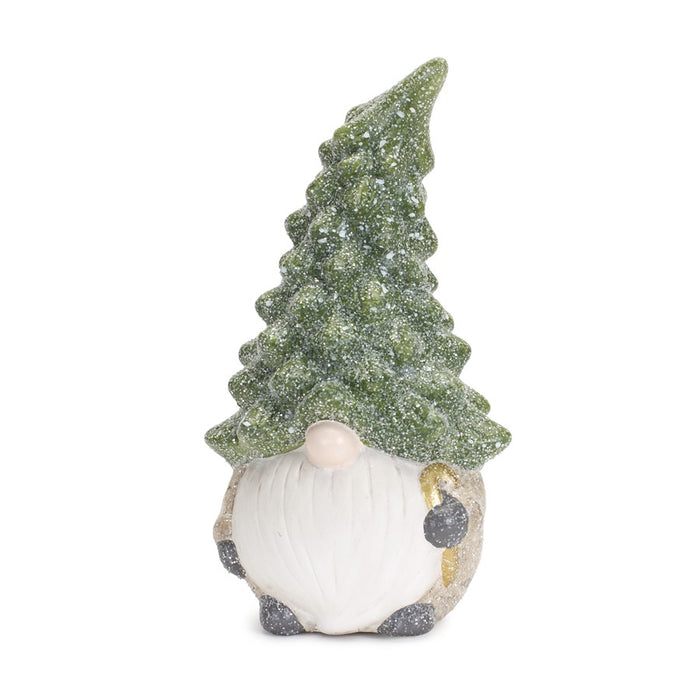 Melrose Terra Cotta Gnome Figurine/Pine Tree Hat, Set/2, Green/Beige