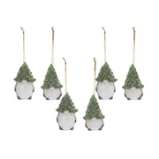 Melrose Terra Cotta Gnome/Pine Tree Hat Ornament, Set/2, White/Green - 83481DS