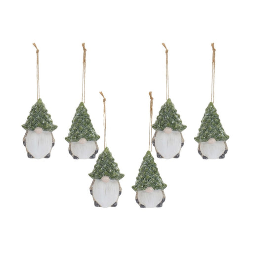 Melrose Terra Cotta Gnome/Pine Tree Hat Ornament, Set/2, White/Green - 83481DS