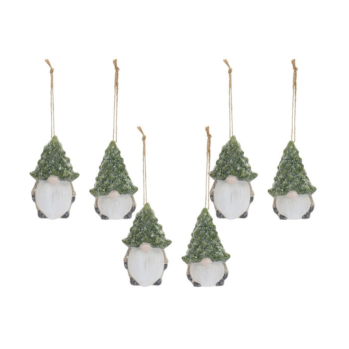 Melrose Terra Cotta Gnome/Pine Tree Hat Ornament, Set/2, White/Green - 83481DS