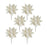Melrose Ivory Velvet Poinsetta Stem/Gold Bead Accents, Set of 6, White - 83518DS