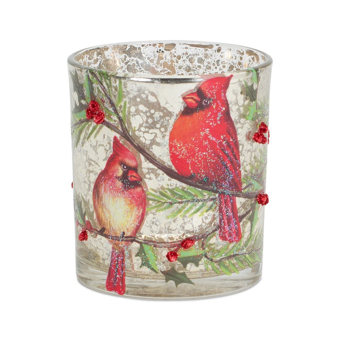 Melrose Mercury Glass Votive Candle Holder/Bird/Berry Branch, Set of 6