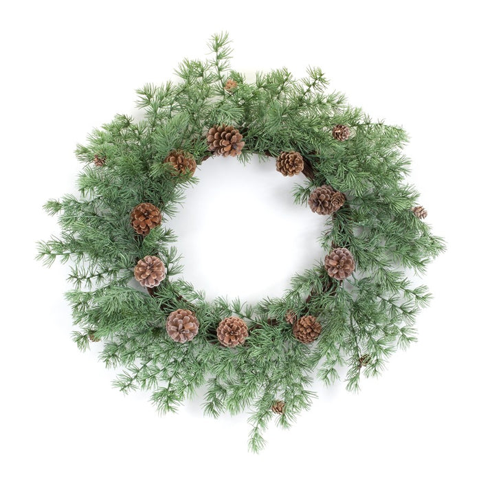 Melrose International Winter Pine Wreath/Pine Cones 24"D, Green/Brown - 83565DS