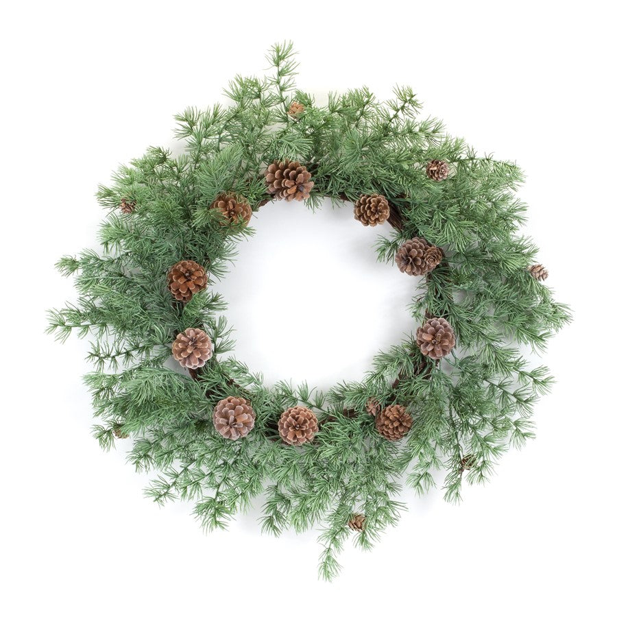 Melrose International Winter Pine Wreath/Pine Cones 24"D, Green/Brown - 83565DS
