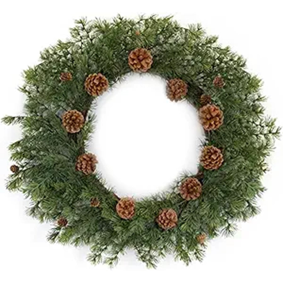 Melrose Int. Winter Pine Wreath/Pine Cones 25.5", Green/Brown - 83568DS