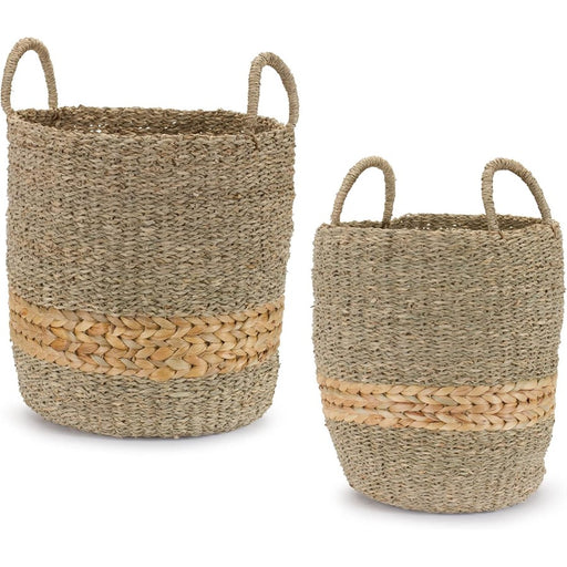 Melrose Woven Seagrass Basket/Wicker Accent, Set of 2, Tan - 83575DS