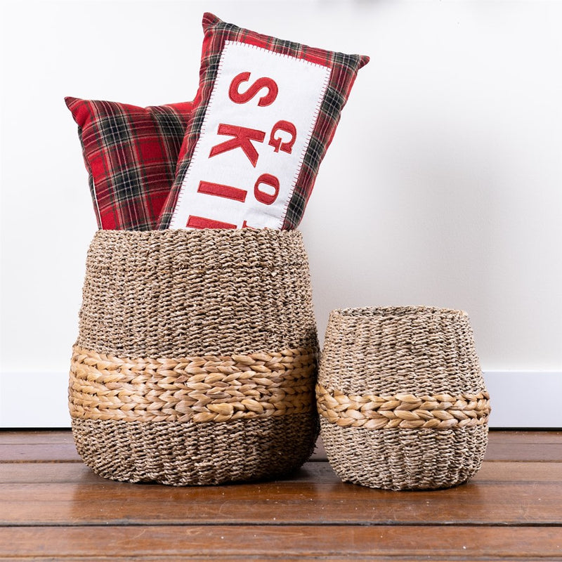Melrose International Woven Basket/Wicker Accent, Set of 2, Beige