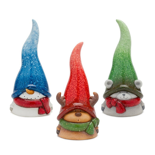 Melrose Whimsical Terra Cotta Winter Animal Decor, Set of 3, Red/Blue - 83635DS