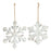 Melrose White Washed Wooden Snowflake Ornament, Set of 12, White
