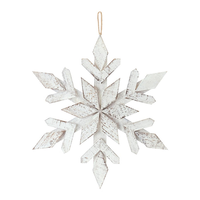 Melrose Int. Washeden Snowflake Ornament, Set of 6, White