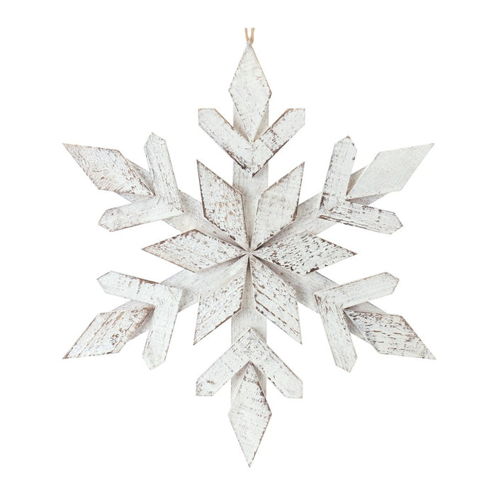 Melrose Int. Washeden Snowflake Ornament, Set of 6, White