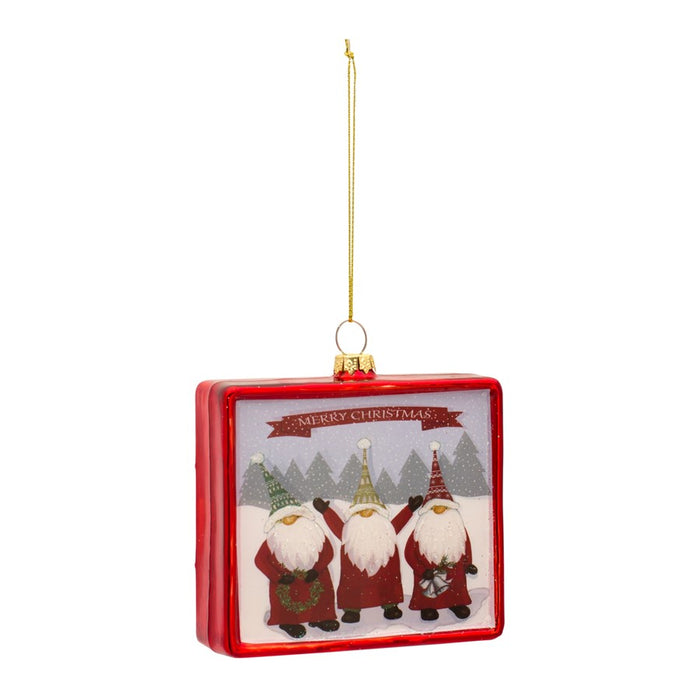 Melrose Gnome Merry Christmas Ornament, Set of 12, Red/White