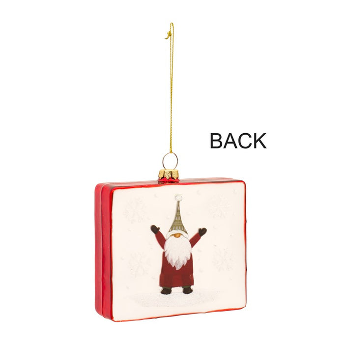 Melrose Gnome Merry Christmas Ornament, Set of 12, Red/White