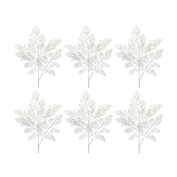 Melrose International Silver Mini Leaf Spray, Set of 6, White - 83692DS