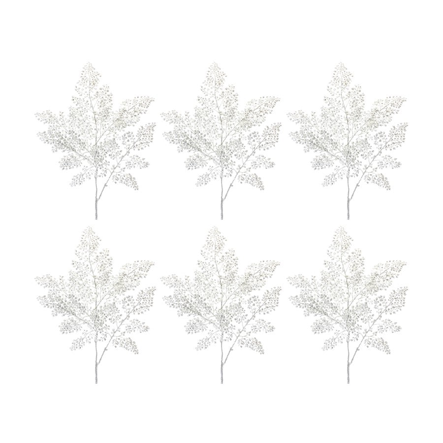 Melrose International Silver Mini Leaf Spray, Set of 6, White - 83692DS
