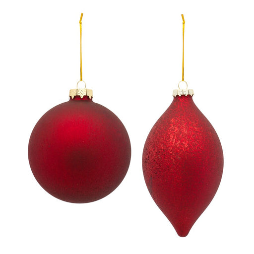 Melrose International Red Glass Ball/Onion Ornament, Set of 6