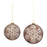 Melrose Bronze Glass Ball Ornament/Brushed Snowflake Design, Set of 6
