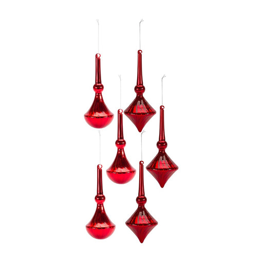 Melrose International Modern Red Finial Drop Ornament, Set of 6 - 83737DS