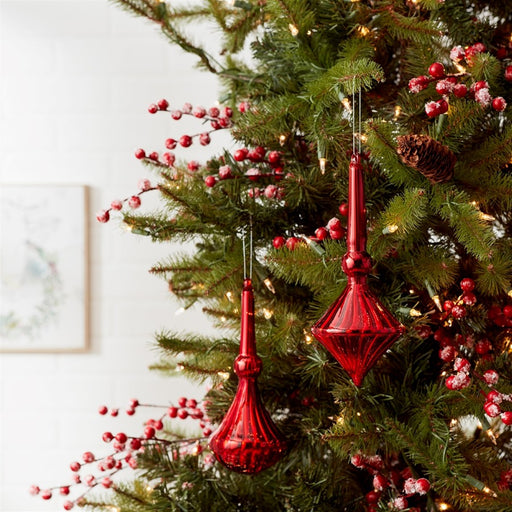 Melrose International Modern Red Finial Drop Ornament, Set of 6