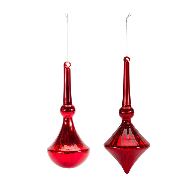 Melrose International Modern Red Finial Drop Ornament, Set of 6