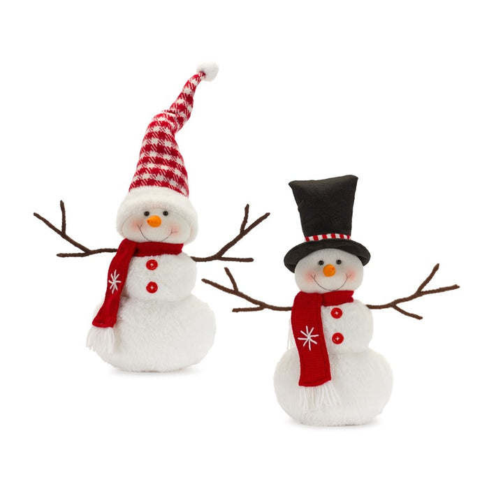Melrose Plush Snowman Shelf Sitter/Hat/Scarf Accent, Set of 4, Black