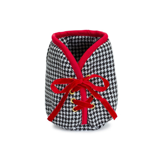 Melrose Houndstooth Christmas Tree Pot Cover 5"H, Black/White - 83791DS