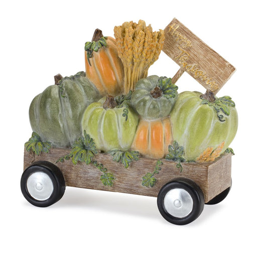 Melrose Happy Thanksgiving Wagon/Pumpkin, Figurine 8.5"L, Brown/Green - 83824DS