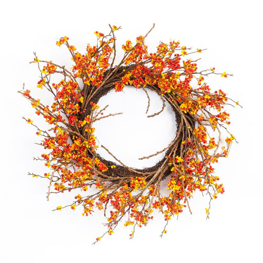 Melrose International Bittersweet Twig Wreath 24.5"D, Gold/Red/Brown - 83851DS