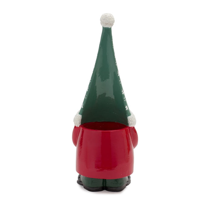 Melrose Stone Holiday Gnome Figurine/Present Accent, Set/2, Green/Red