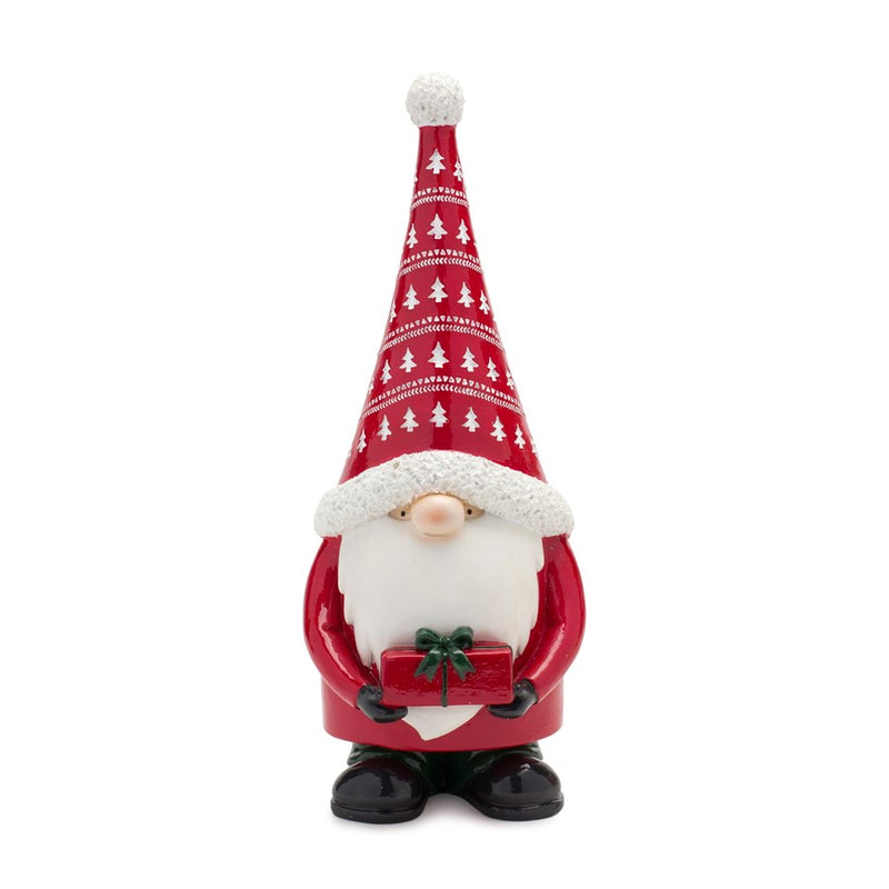 Melrose Stone Holiday Gnome Figurine/Present Accent, Set/2, Green/Red