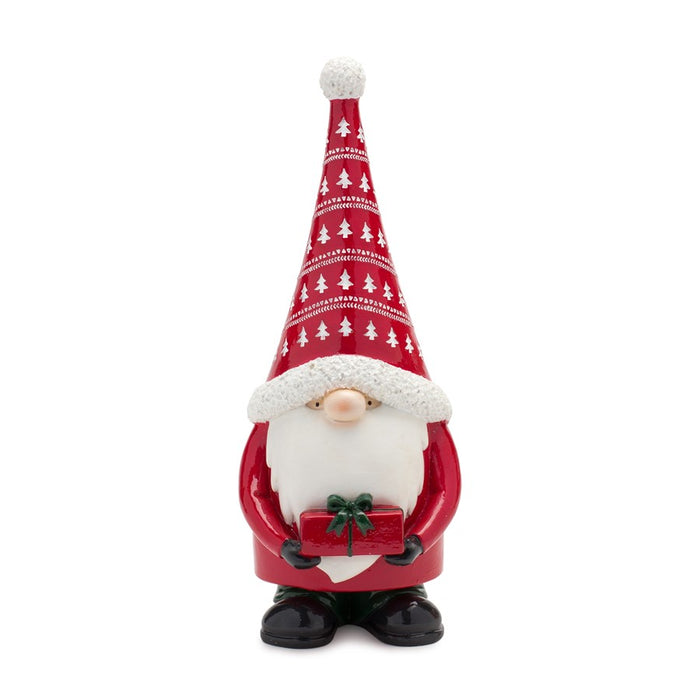 Melrose Stone Holiday Gnome Figurine/Present Accent, Set/2, Green/Red