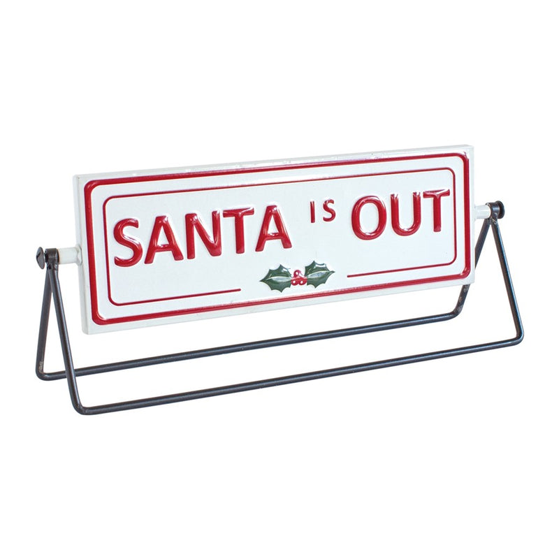 Melrose Reversible Christmas Sentiment Metal Table Sign, Set of 2, Red