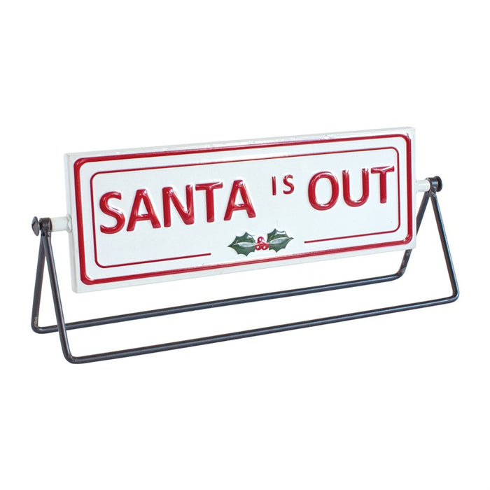 Melrose Reversible Christmas Sentiment Metal Table Sign, Set of 2, Red