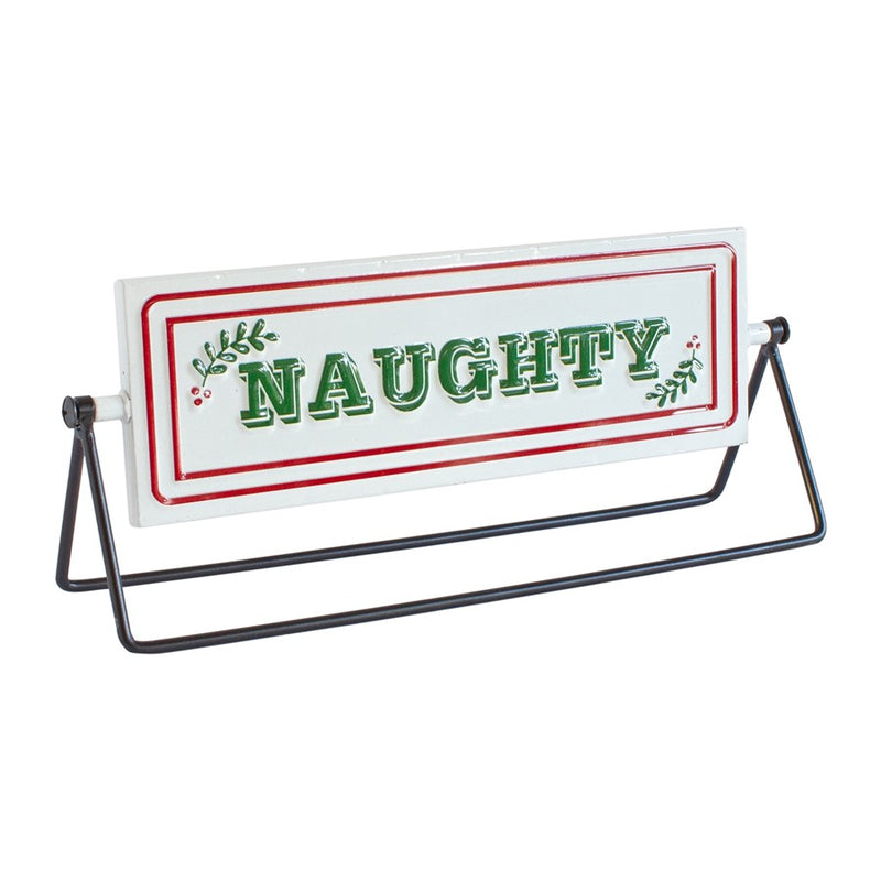 Melrose Reversible Christmas Sentiment Metal Table Sign, Set of 2, Red