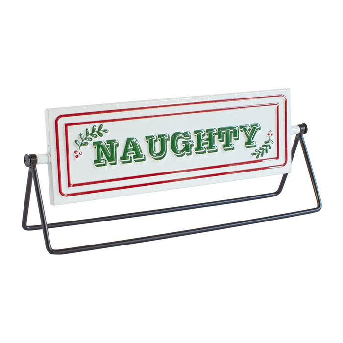Melrose Reversible Christmas Sentiment Metal Table Sign, Set of 2, Red