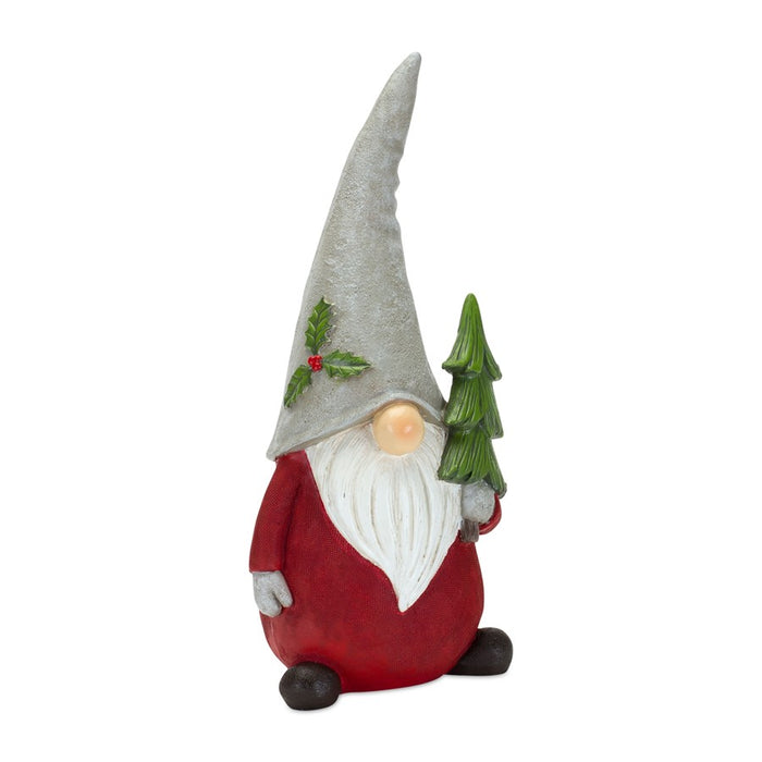 Melrose Holiday Gnome Figurine/Pine Tree/Wreath Accent, Set/2, Green