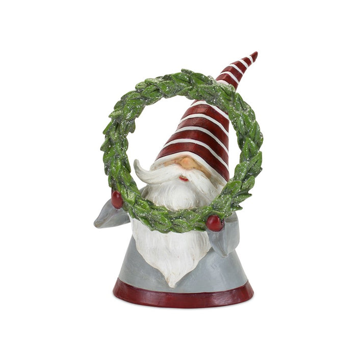 Melrose Holiday Gnome Figurine/Pine Tree/Wreath Accent, Set/2, Green