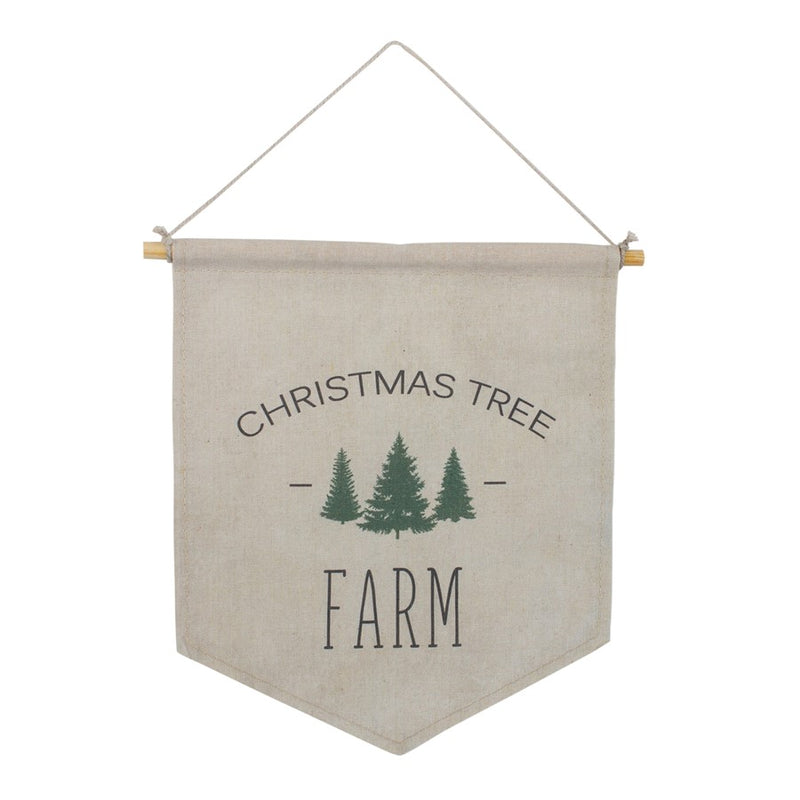 Melrose International Canvas Christmas Banner, Set of 2, White/Green