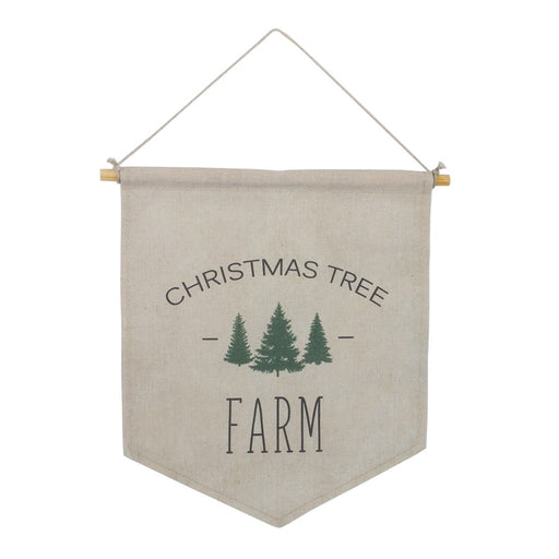 Melrose International Canvas Christmas Banner, Set of 2, White/Green