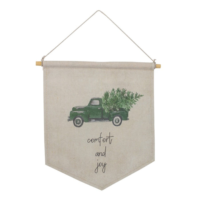Melrose International Canvas Christmas Banner, Set of 2, White/Green