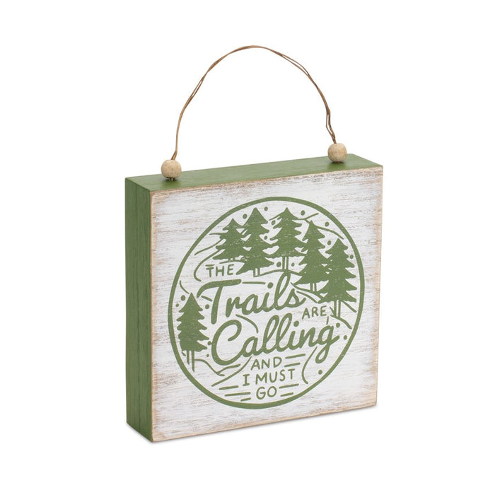 Melrose Winter Cab/Trails Sentiment Sign, Set of 4, Green/Red/Beige