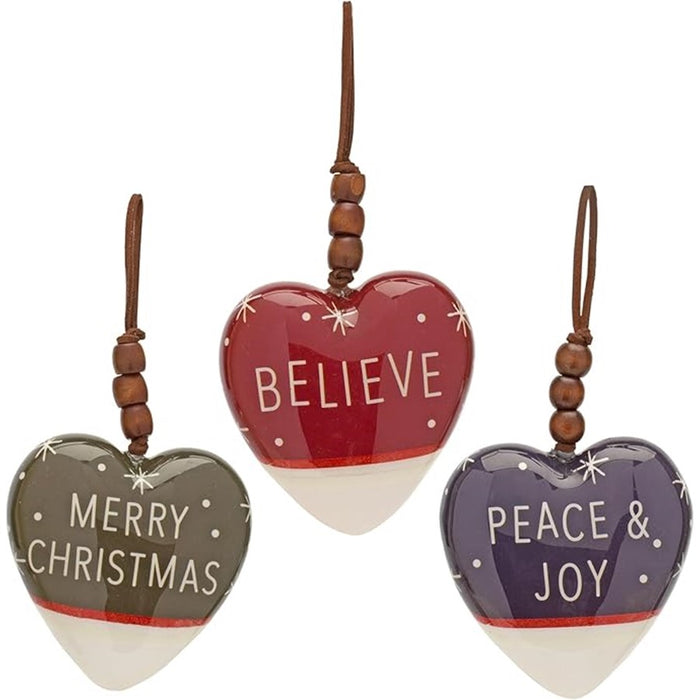 Melrose International Sentiment Heart Ornament, Set of 12, White/Blue - 83921DS