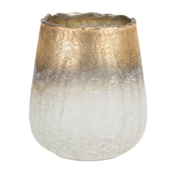 Melrose International Gold/White Ombre Glass Vase Candle Holder 6"H - 83934DS