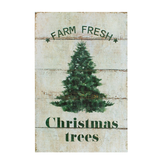 Melrose International Wood Tree/Truck Plaque, Set of 2, Green/White