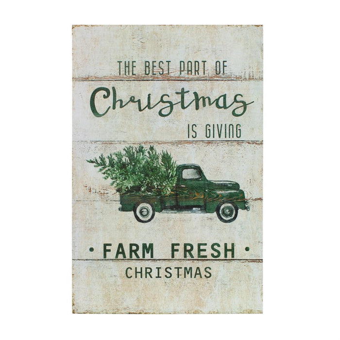 Melrose International Wood Tree/Truck Plaque, Set of 2, Green/White