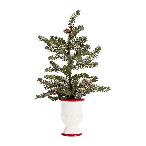 Melrose Mini Pine Tree/Ceramic Pot, Set of 2, Green/Red/White - 83946DS