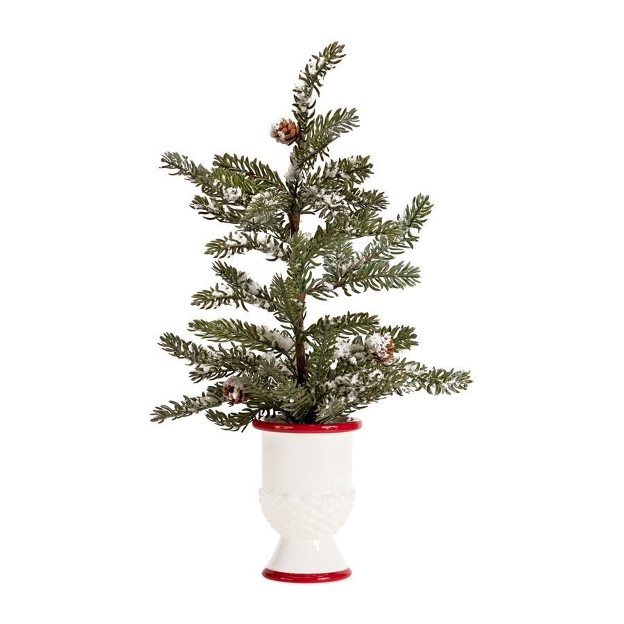 Melrose Mini Pine Tree/Ceramic Pot, Set of 2, Green/Red/White - 83946DS