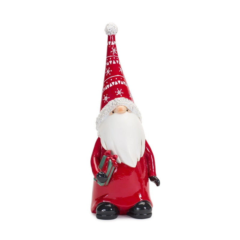 Melrose Holiday Gnome Figurine/Present/Wreath Accent, Set of 2, Green
