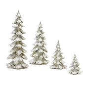 Melrose International Frosted Pine Tree Decor/Silver, Set of 4, Silver - 84004DS
