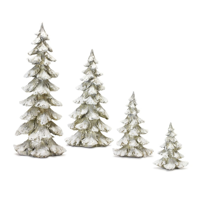 Melrose International Frosted Pine Tree Decor/Silver, Set of 4, Silver - 84004DS